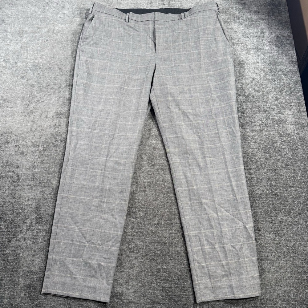 J.CREW Bowery 40x32 Pants Gray Plaid Slim Fit Four Season Wool‎ Office Dressy